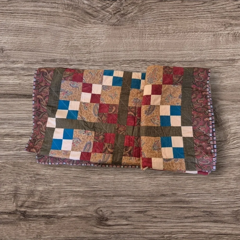 Handmade Brown/Red Tone Quilt  63